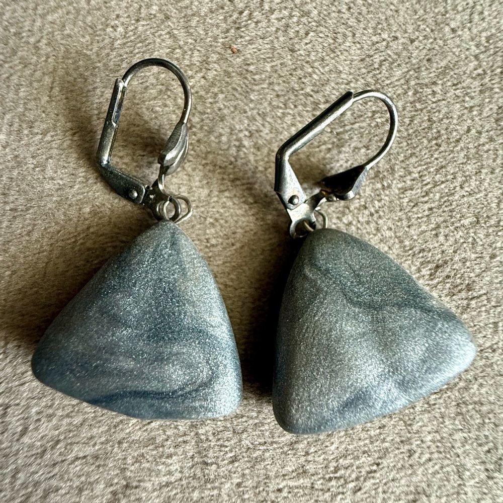 Silver Metallic Triangle Drop Earrings - Women Jewelry